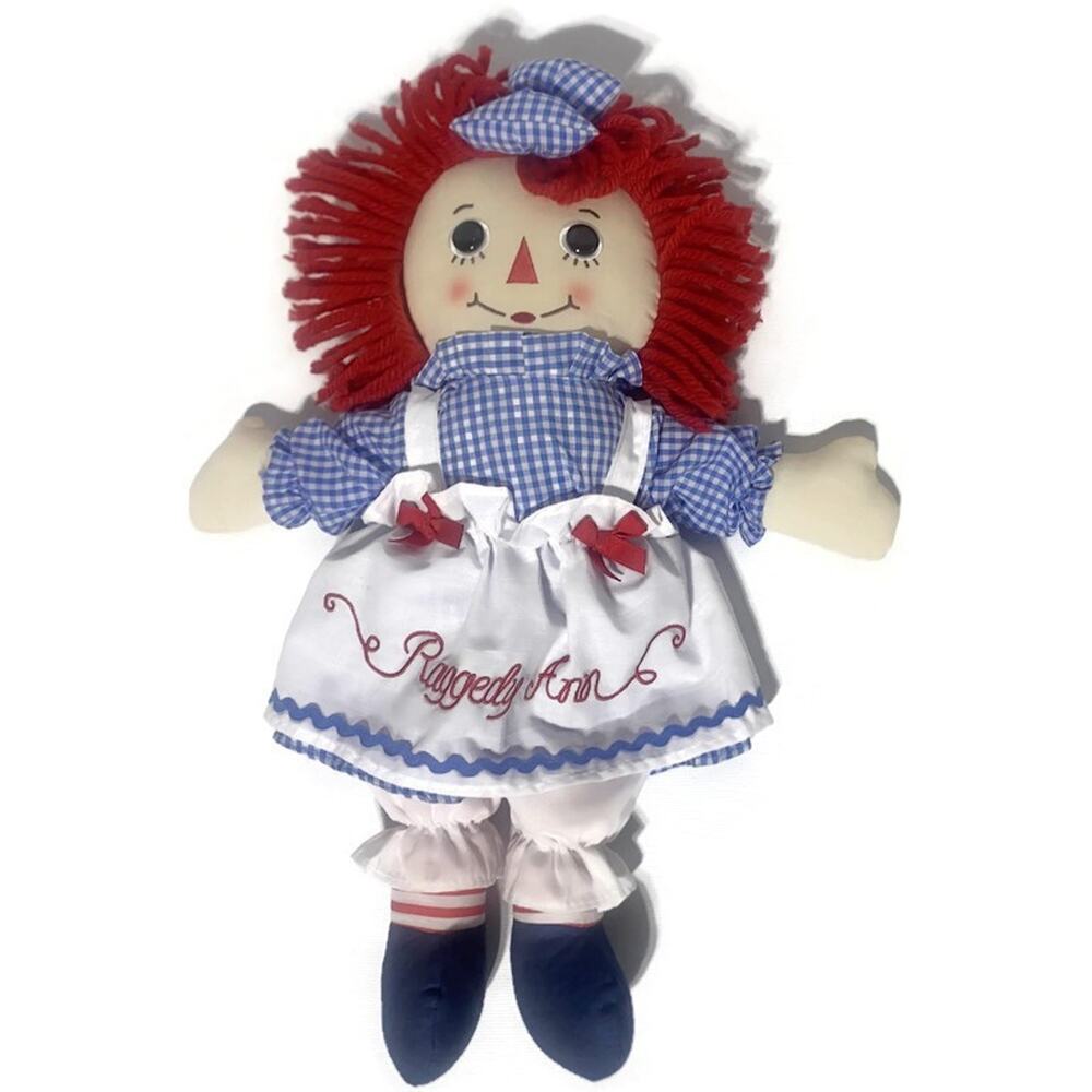 Aurora World Handmade Raggedy Ann Doll 17" Cloth With Button Eyes